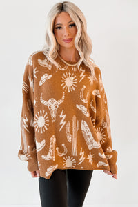 Dusty Roads Western Graphic Sweater (Camel) - NanaMacs