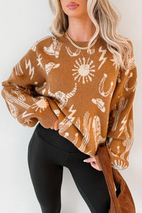 Dusty Roads Western Graphic Sweater (Camel) - NanaMacs