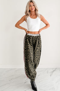 Diva On Dial POL Side Stripe Leopard Joggers (Olive Leopard)