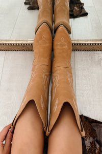 Ruffles & Rodeo Embroidered Cowboy Boots (Coffee) - NanaMacs