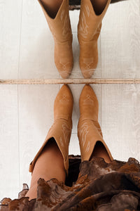 Ruffles & Rodeo Embroidered Cowboy Boots (Coffee) - NanaMacs
