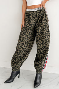 Diva On Dial POL Side Stripe Leopard Joggers (Olive Leopard)