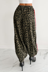 Diva On Dial POL Side Stripe Leopard Joggers (Olive Leopard)