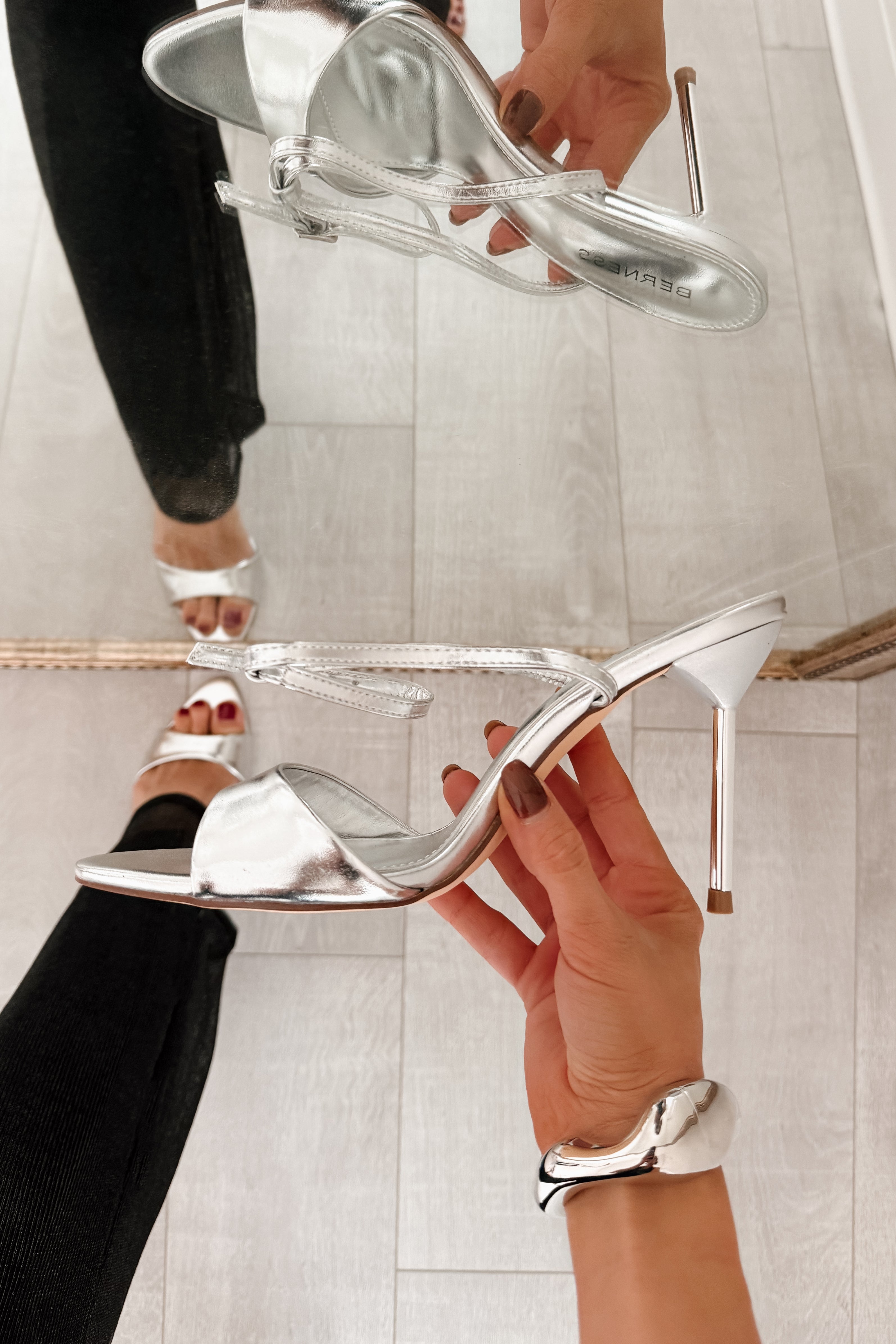 Glam Up Now Stiletto Ankle Strap Heels (Silver) - NanaMacs