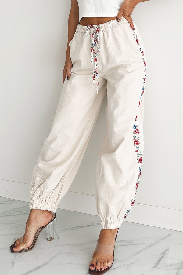 Henna POL Contrast Stripe Jogger Pants (Natural)