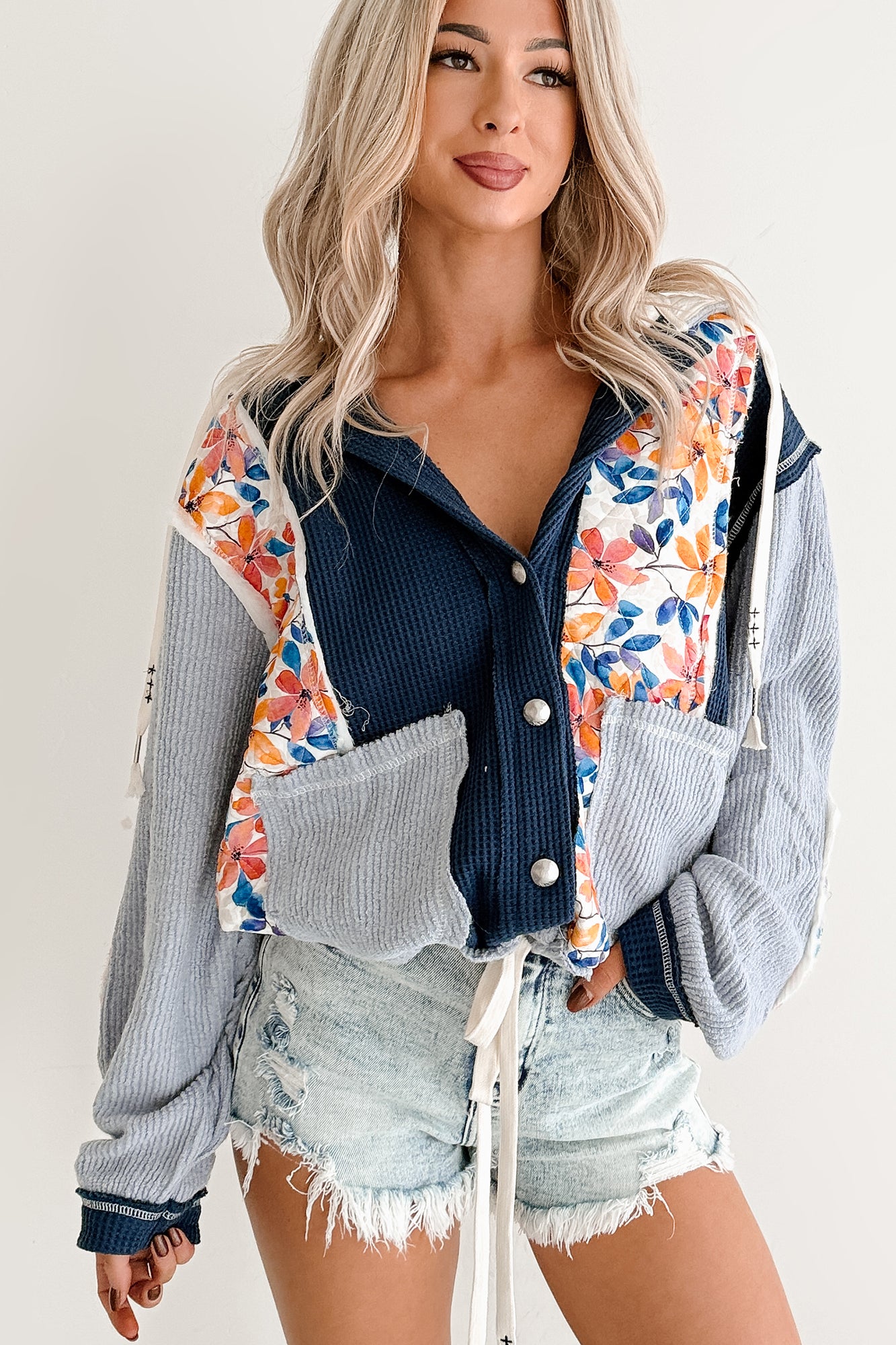 Joyful Hearts POL Hooded Patchwork Jacket (Indigo)