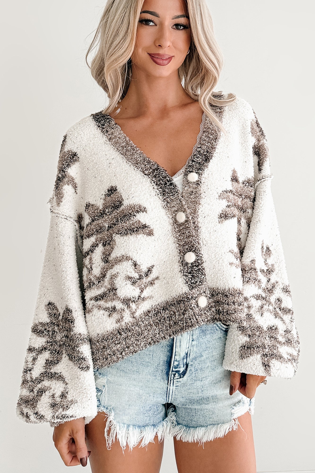 Eclipse Of The Heart POL Floral Cardigan (Cream Chocolate)