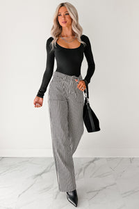 Soft Horizon Long Sleeve Scoop Neck Bodysuit (Black) - NanaMacs