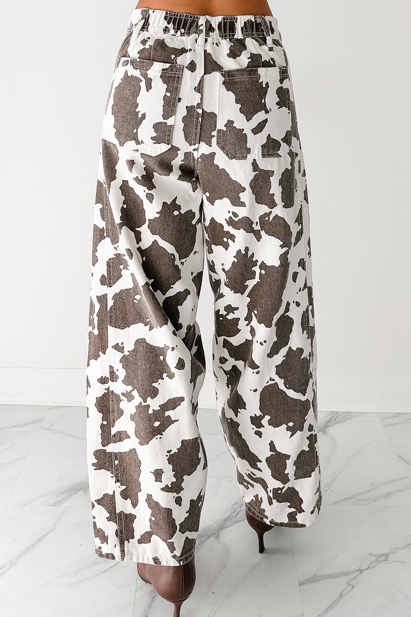 Hale Barrel Leg Very J Animal Print Jeans (Choco Cow) - NanaMacs