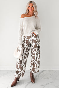 Hale Barrel Leg Very J Animal Print Jeans (Choco Cow) - NanaMacs