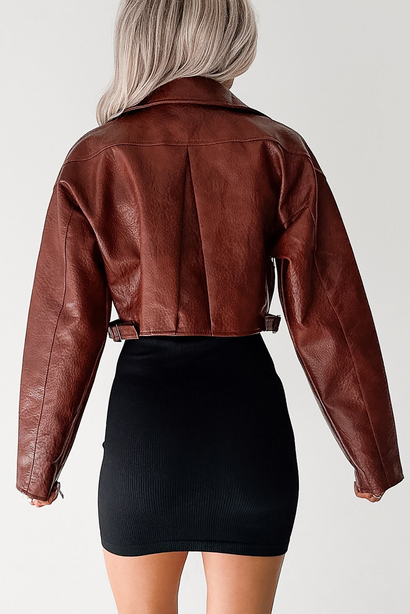 Savage Love Faux Leather Crop Jacket (Rust) - NanaMacs