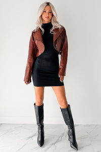 Savage Love Faux Leather Crop Jacket (Rust) - NanaMacs