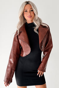 Savage Love Faux Leather Crop Jacket (Rust) - NanaMacs