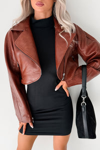 Savage Love Faux Leather Crop Jacket (Rust) - NanaMacs