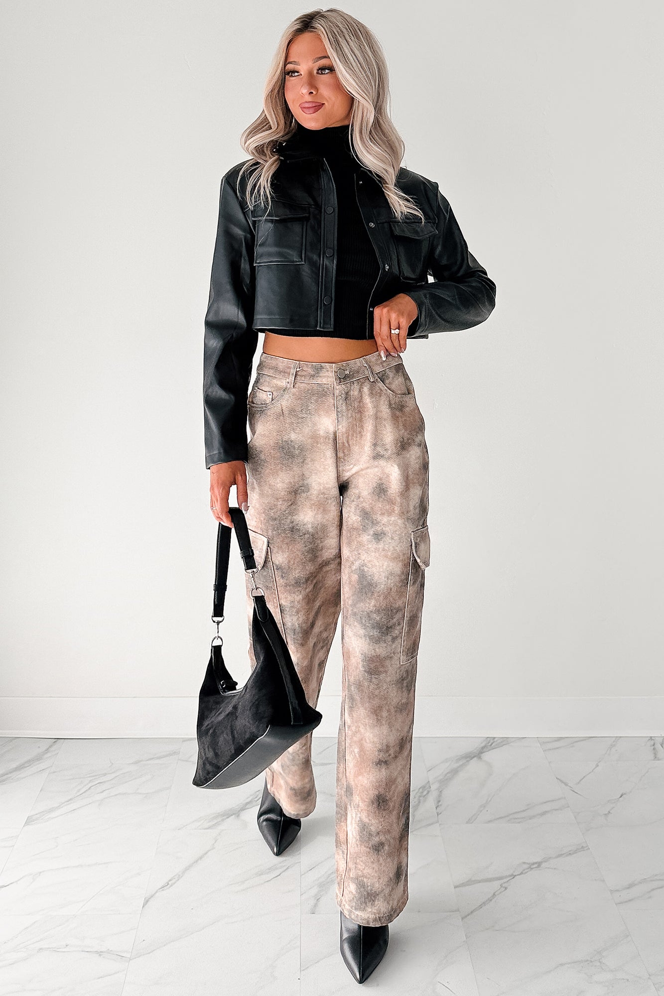 Deal With It Faux Leather Cropped Jacket (Black) - NanaMacs