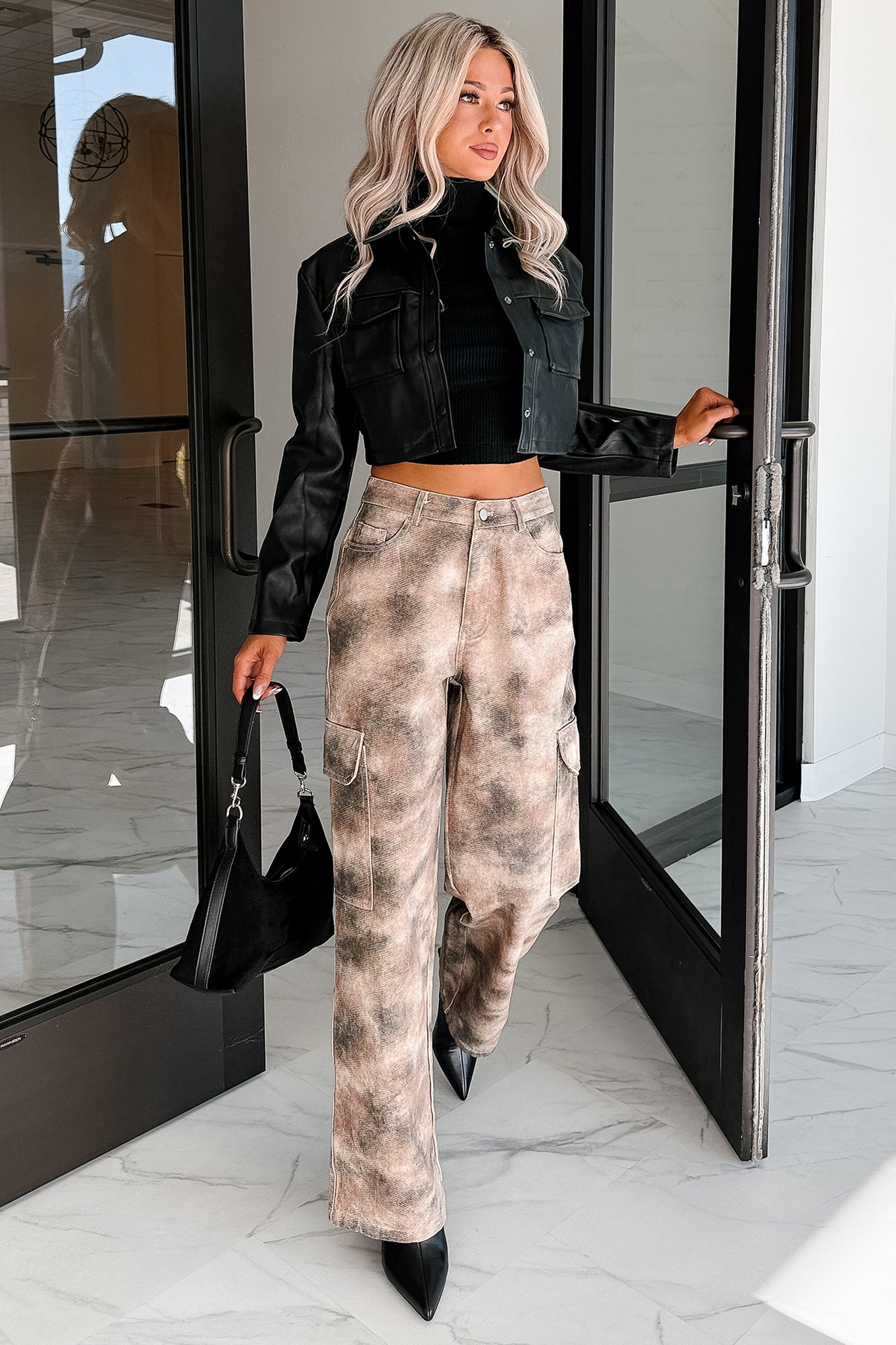 Deal With It Faux Leather Cropped Jacket (Black) - NanaMacs