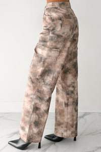 Edgy Attitude Smokey Print Cargo Jeans (Taupe Grey) - NanaMacs