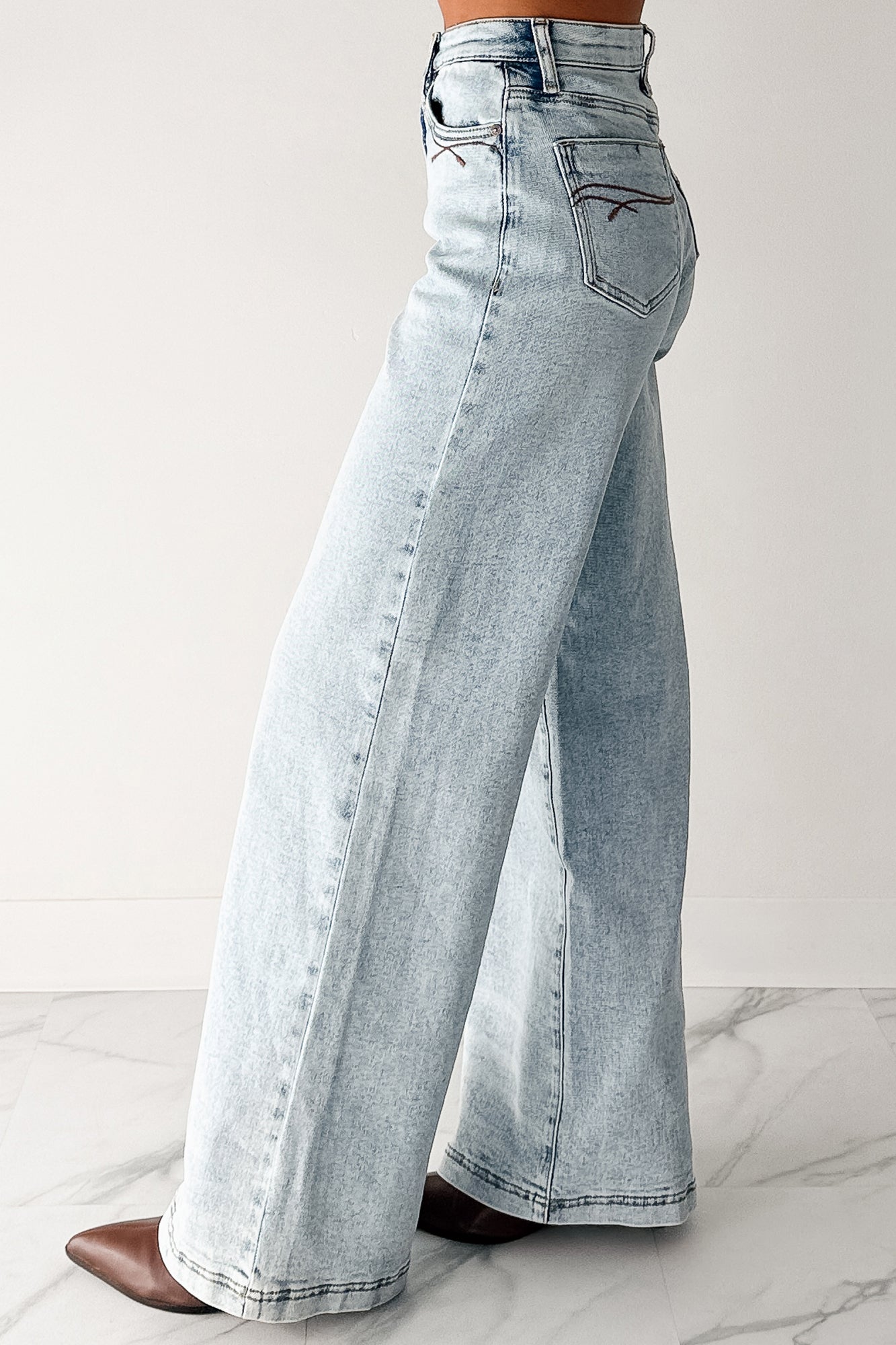 Ledger Tummy Control Wide Leg Saige Denim Jeans (Medium) - NanaMacs