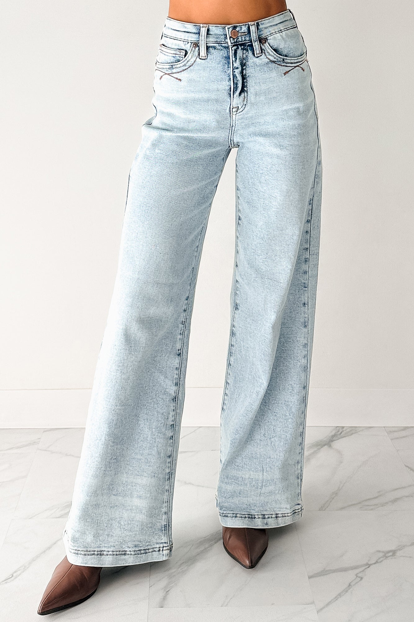 Ledger Tummy Control Wide Leg Saige Denim Jeans (Medium) - NanaMacs