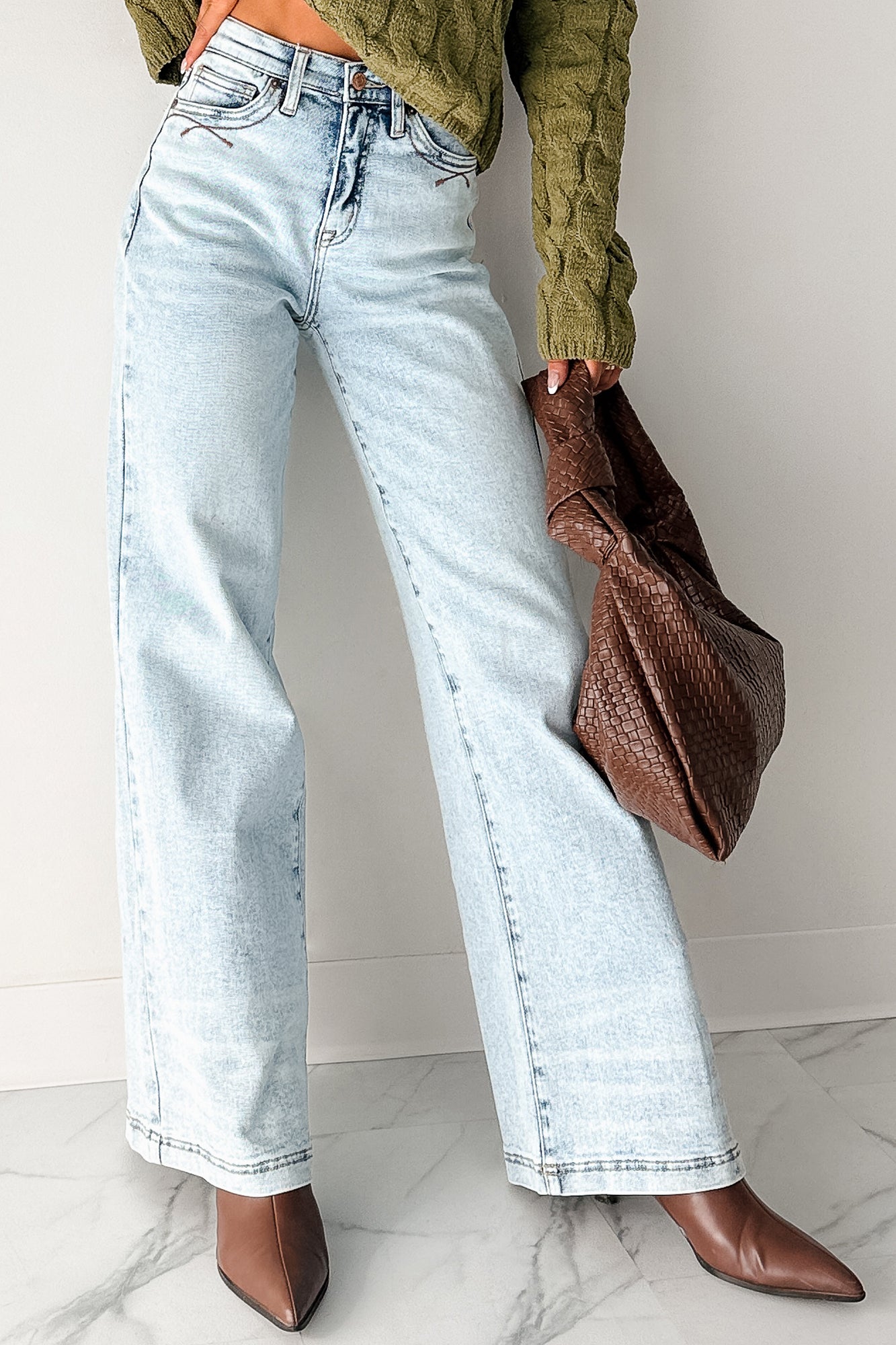 Ledger Tummy Control Wide Leg Saige Denim Jeans (Medium) - NanaMacs