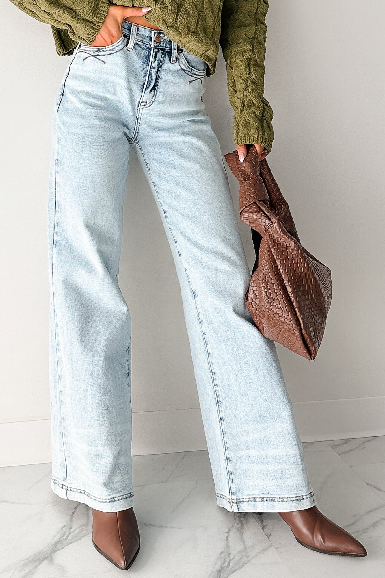 Ledger Tummy Control Wide Leg Saige Denim Jeans (Medium) - NanaMacs