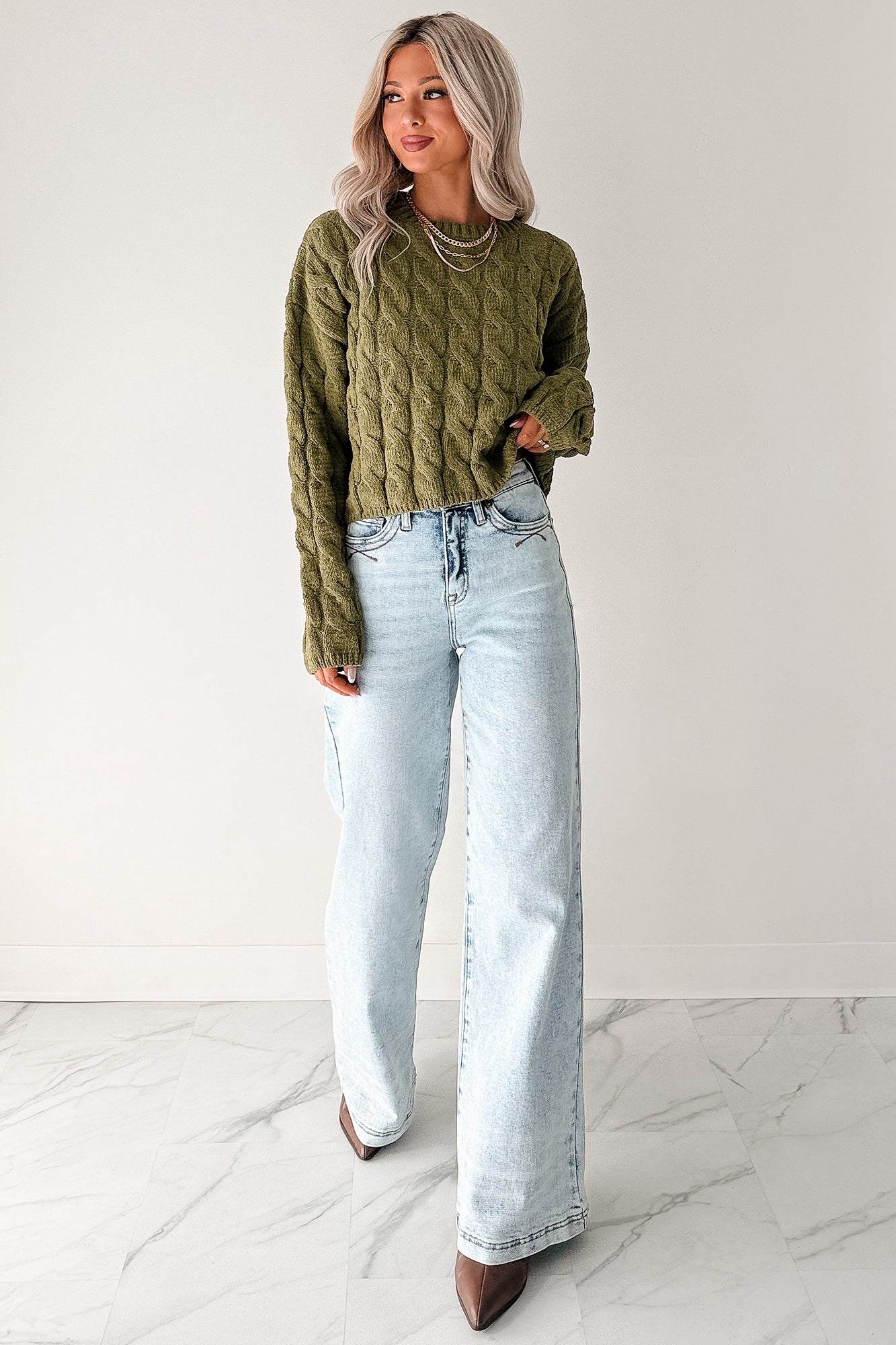 Ledger Tummy Control Wide Leg Saige Denim Jeans (Medium) - NanaMacs