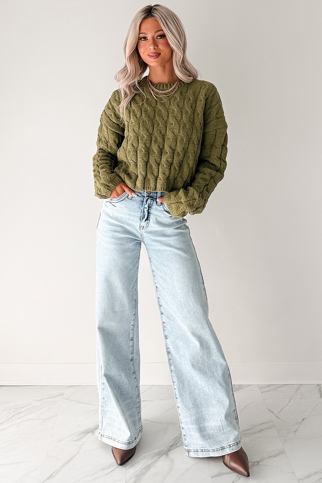 Ledger Tummy Control Wide Leg Saige Denim Jeans (Medium) - NanaMacs