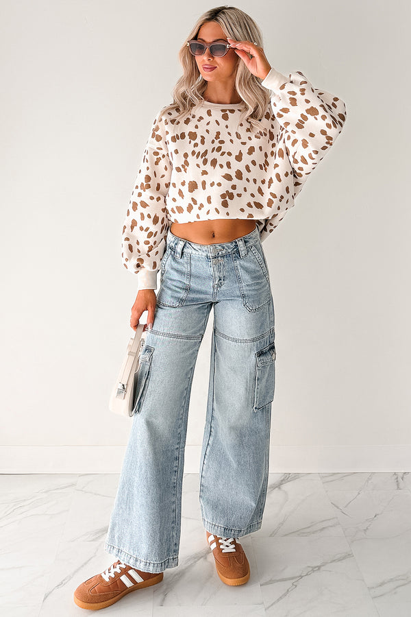 Lucy Cargo Mica Denim Wide Leg Cargo Jeans (Medium) - NanaMacs