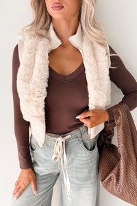 Needing You Near Faux Fur Zip-Up Vest (Cream) - NanaMacs
