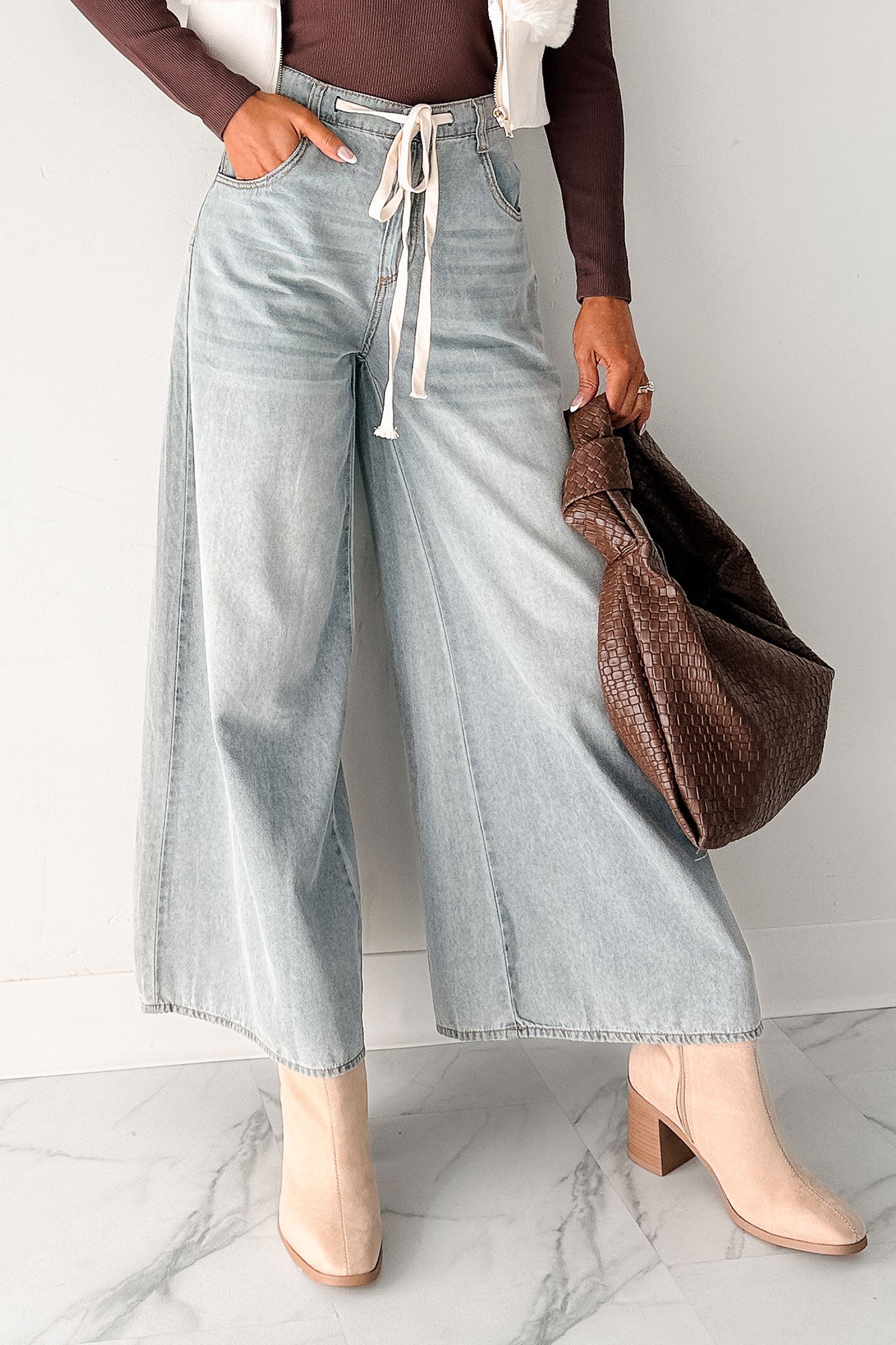 Marin Ombre Wide Leg NoaBoa Jeans (Denim Grey) · NanaMacs