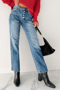 Iyla Mid Rise Slim Straight Judy Blue Jeans (Medium) - NanaMacs