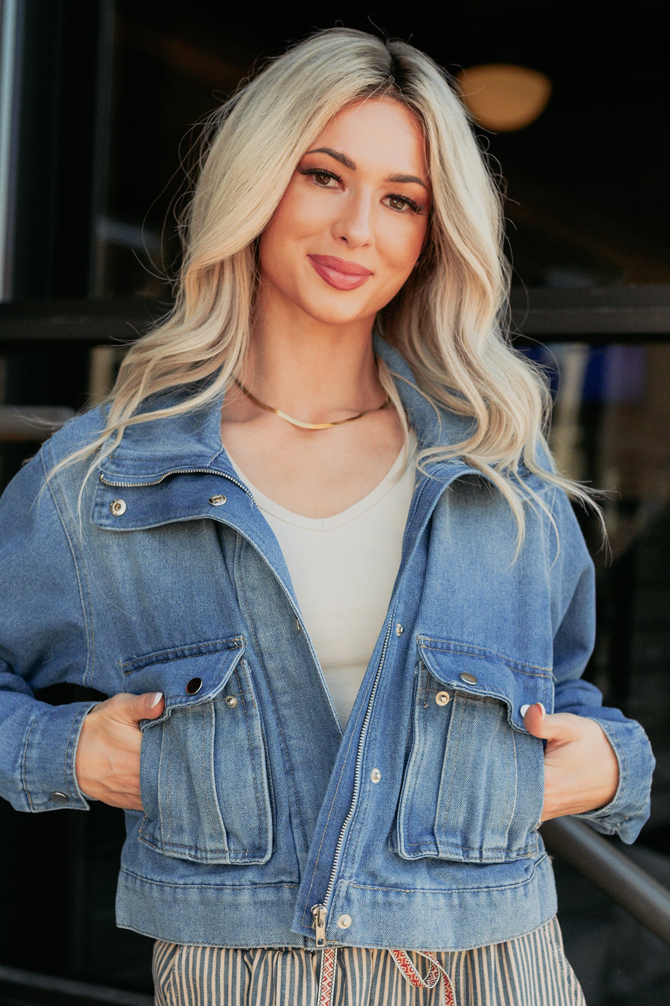 Open Days Denim Cargo Jacket (Medium) - NanaMacs