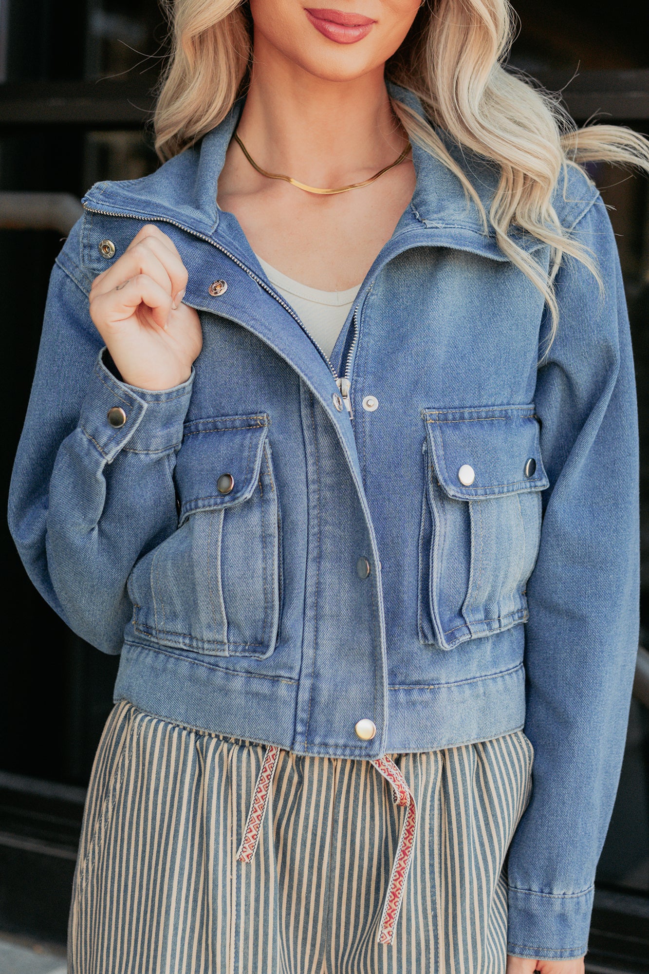 Open Days Denim Cargo Jacket (Medium) - NanaMacs