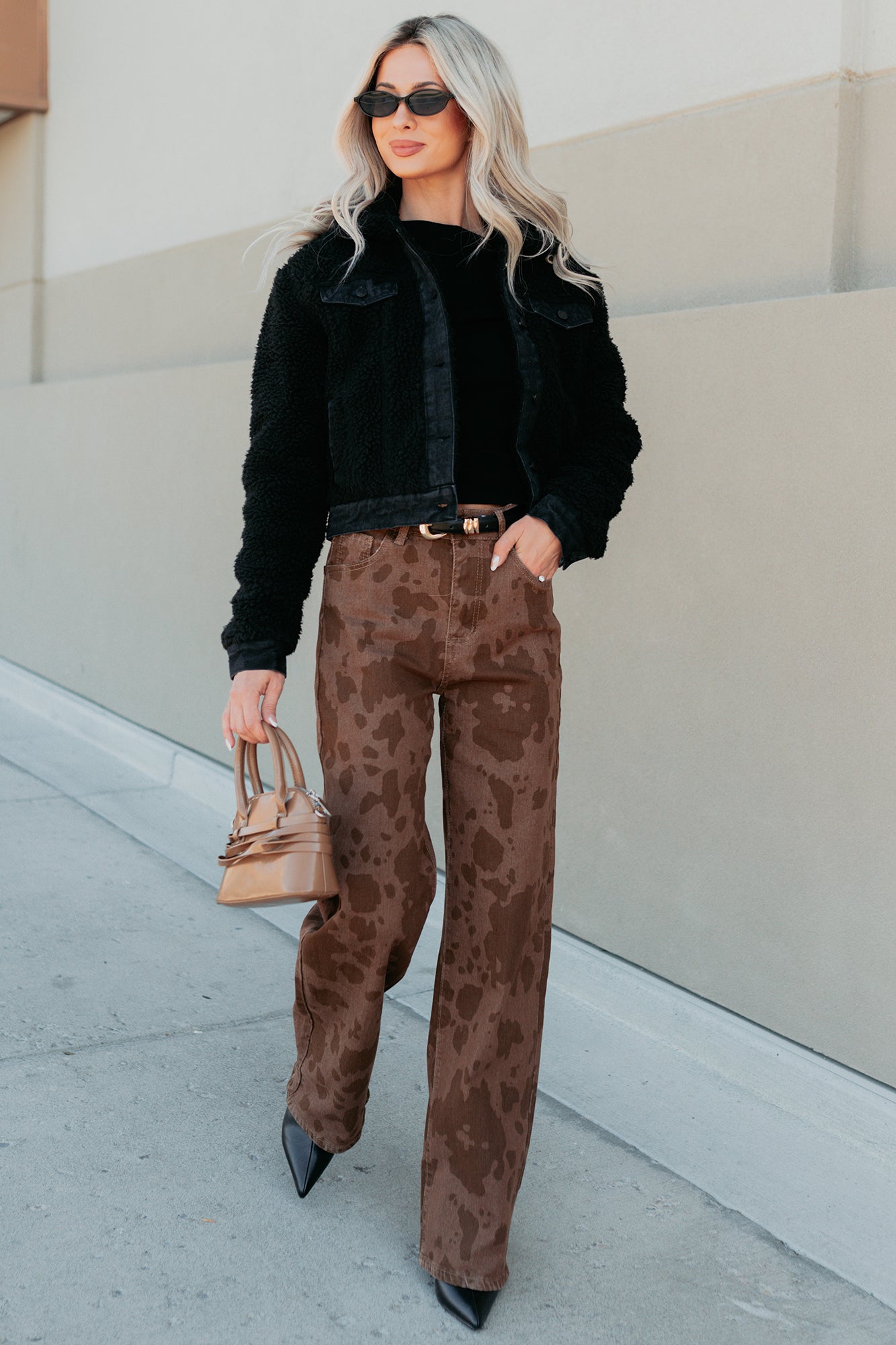 No Worries Here Sherpa Crop Kancan Jacket (Black) - NanaMacs