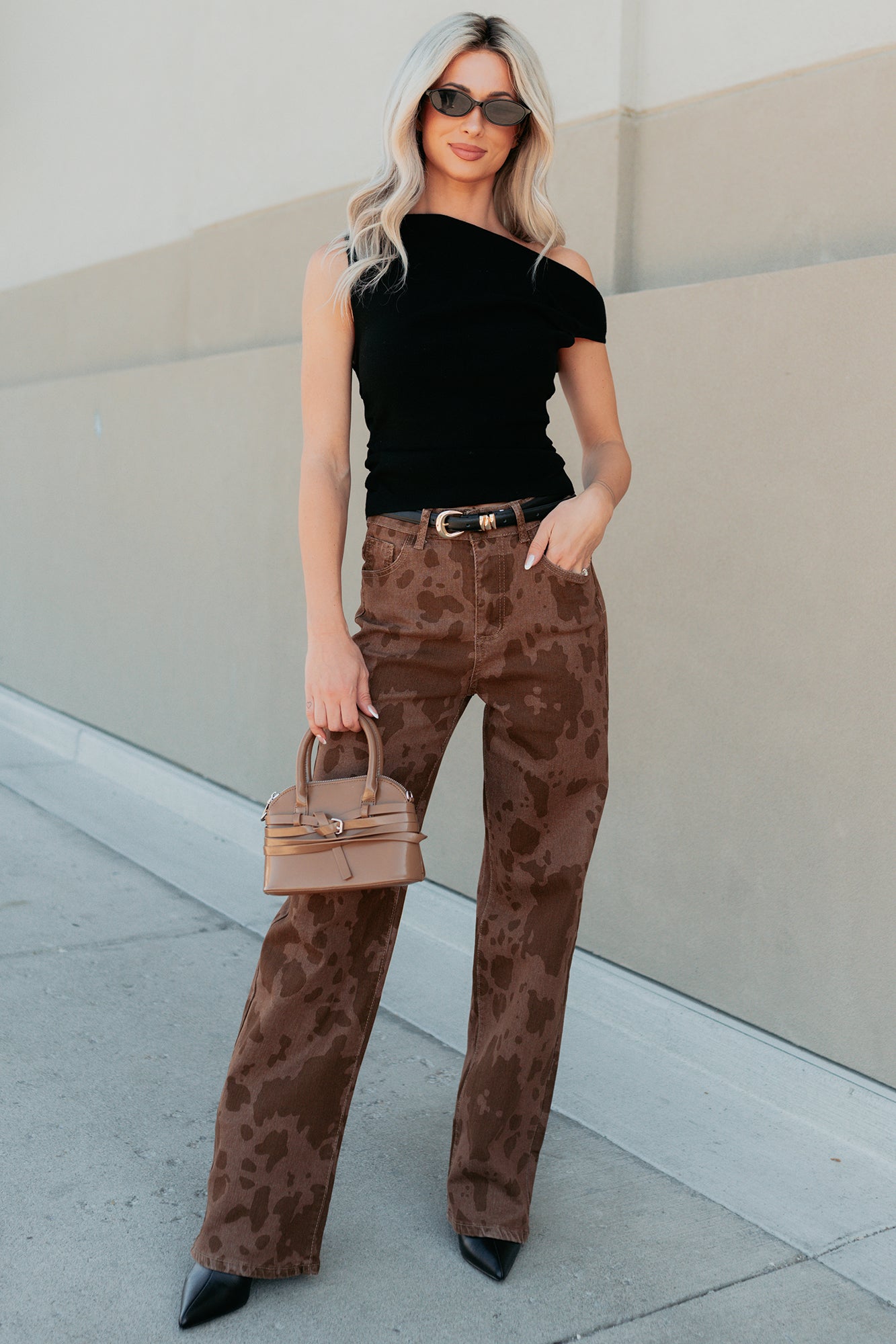 Valentina Stretchy Straight Leg Balboa Fashion Jeans (Cow Print) - NanaMacs