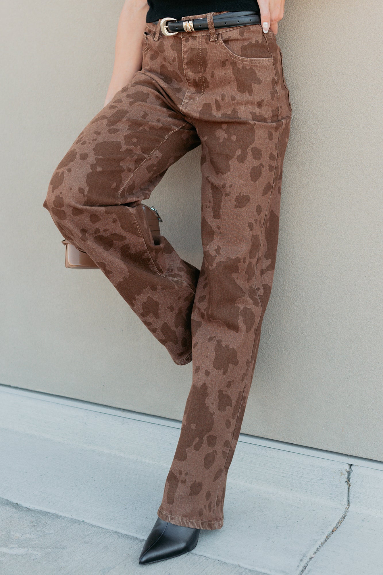 Valentina Stretchy Straight Leg Balboa Fashion Jeans (Cow Print) - NanaMacs