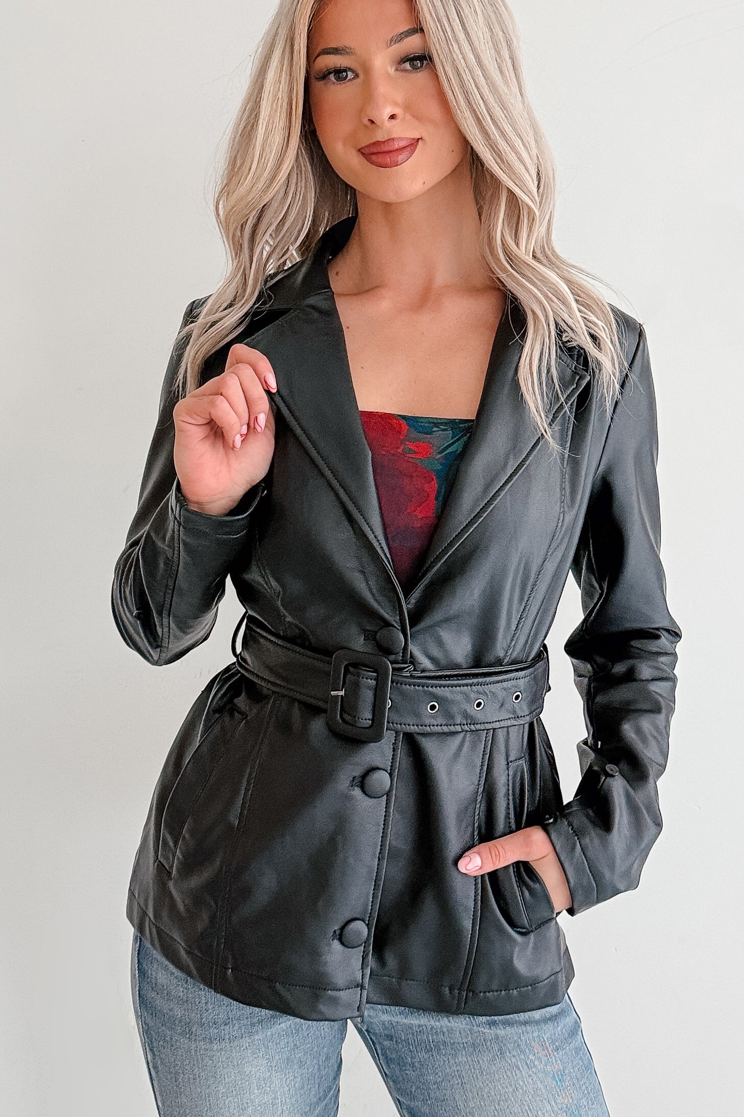 Star Quality Fur Trim Faux Leather Jacket (Black) - NanaMacs