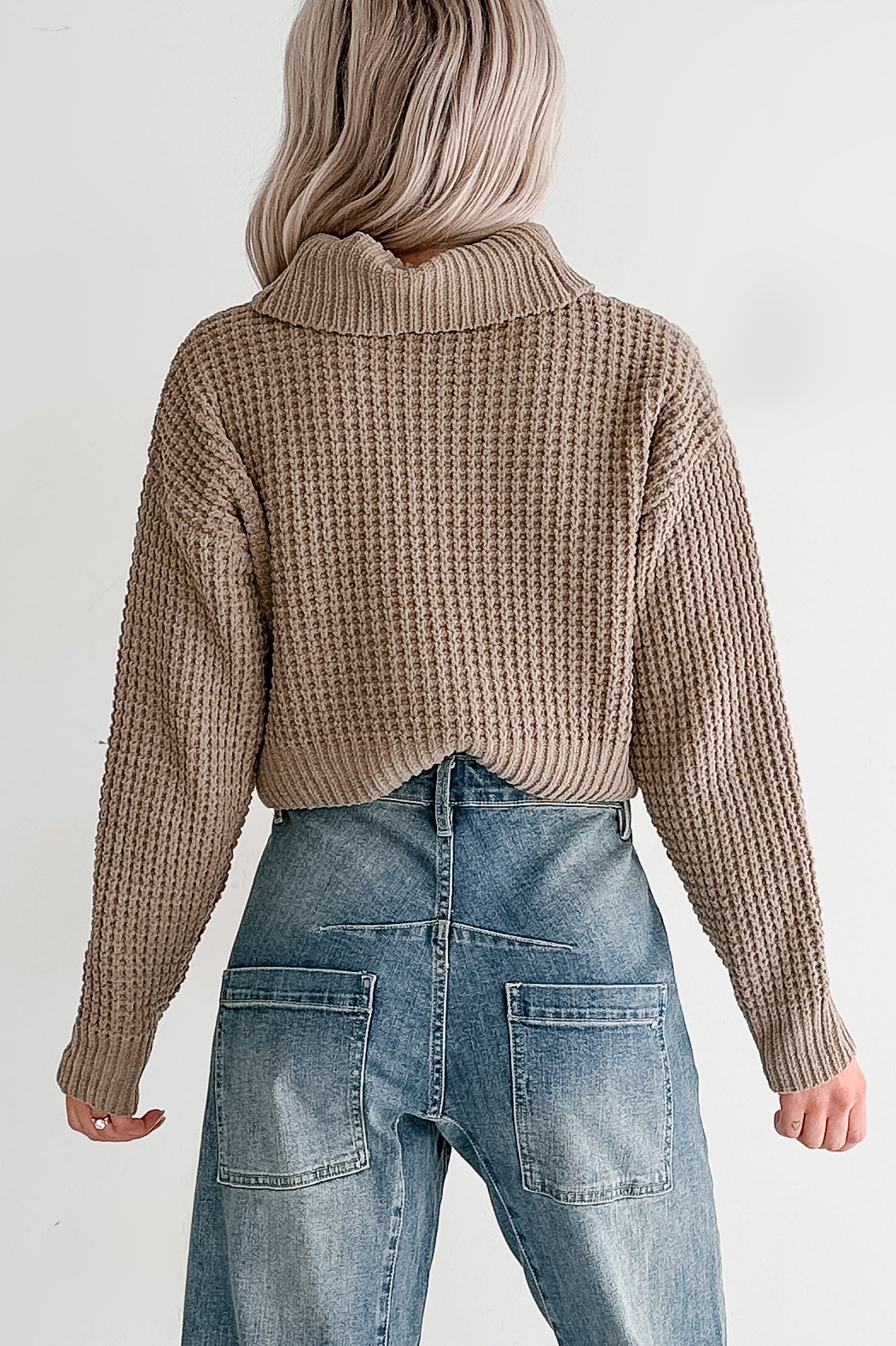 Snug Session Turtleneck Chenille Crop Sweater (Sage) - NanaMacs