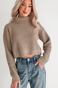 Snug Session Turtleneck Chenille Crop Sweater (Sage) - NanaMacs