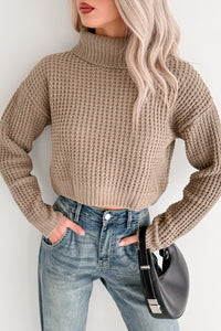 Snug Session Turtleneck Chenille Crop Sweater (Sage) - NanaMacs