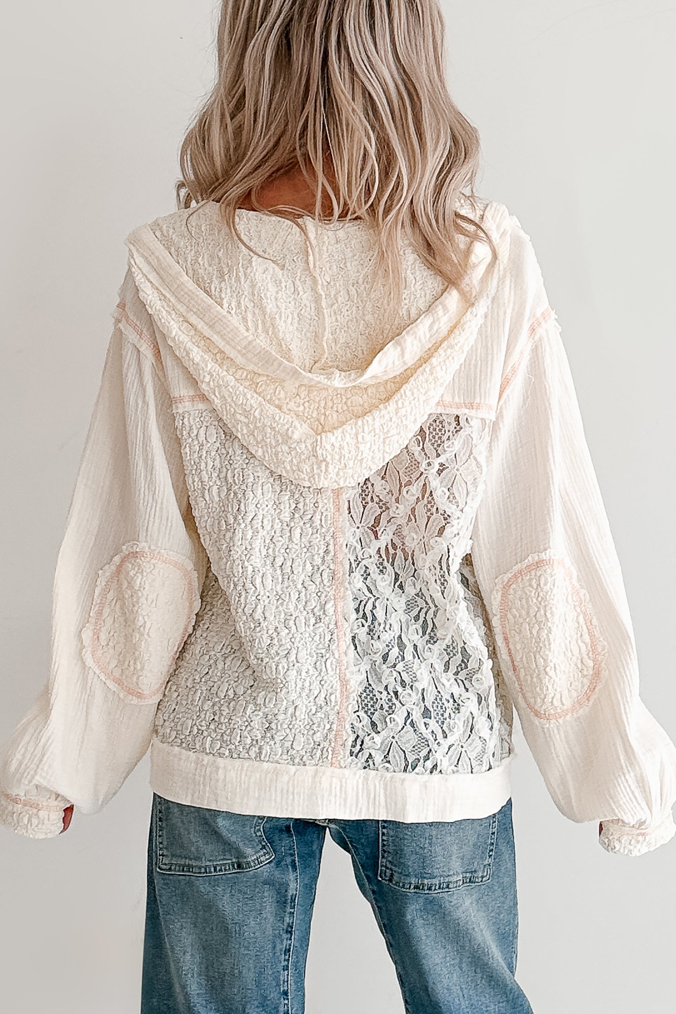 Trouble Please Textured POL Hooded Shacket (Natural)