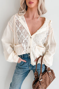 Trouble Please Textured POL Hooded Shacket (Natural)