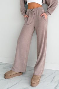 Cozy Feeling Ribbed Wide Leg Pants (Mocha)