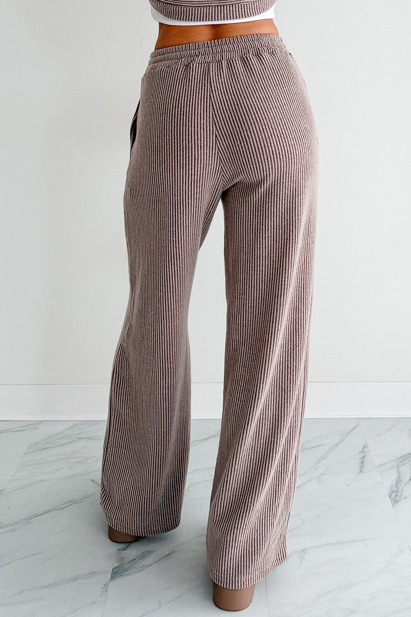Cozy Feeling Ribbed Wide Leg Pants (Mocha)