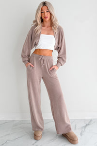 Lounge Cloud Ribbed Long Sleeve Shrug (Mocha)