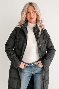 Winter Welcome Knee Length Puffer Coat (Black)