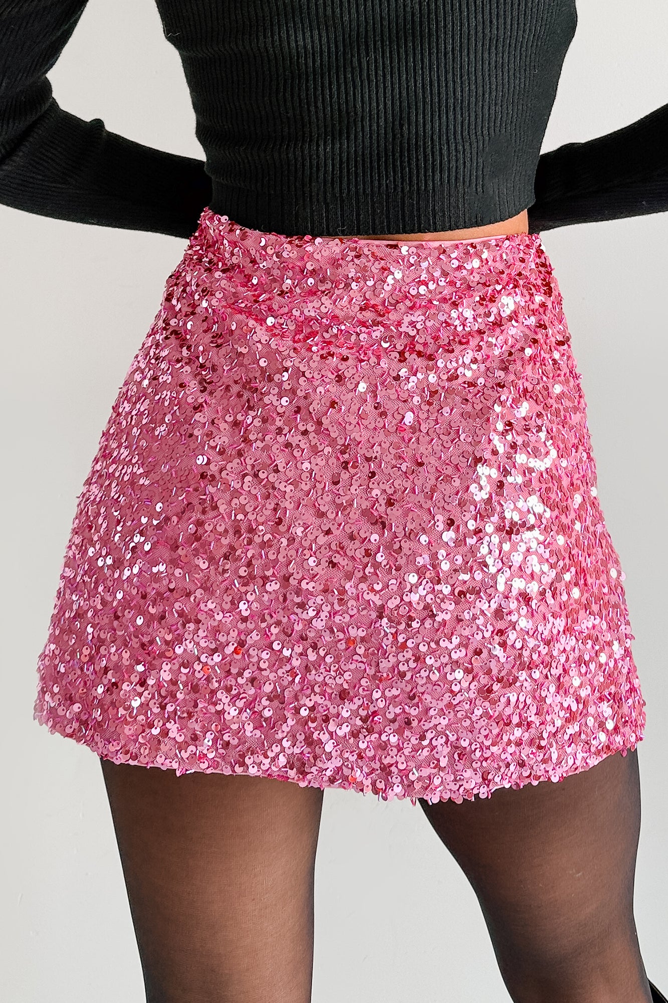 Under The Lights Sequin Mini Skort (Hot Pink)