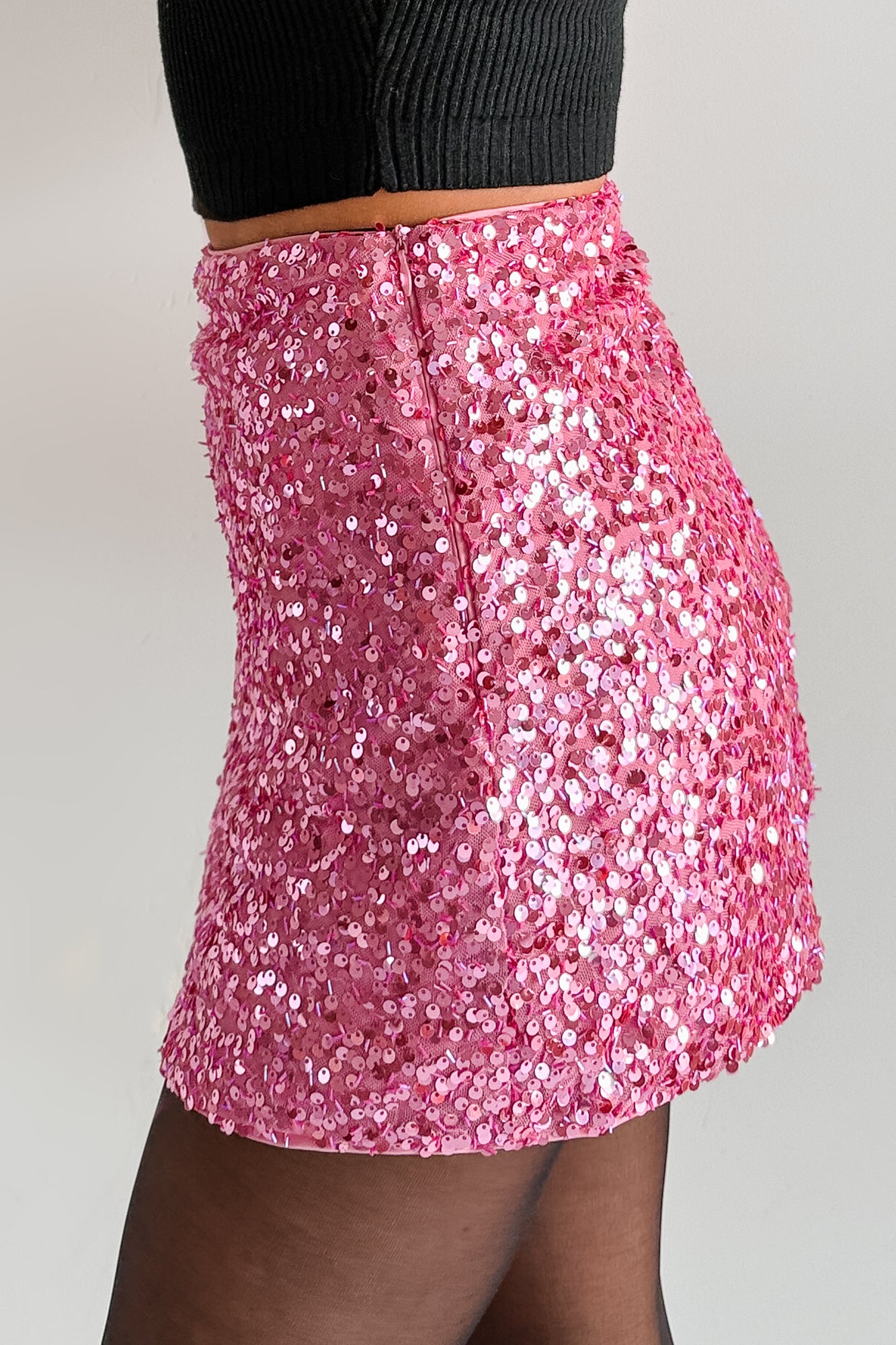 Under The Lights Sequin Mini Skort (Hot Pink)