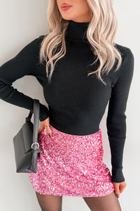 Simply Divine Ribbed Turtle Neck Crop Top (Black) - NanaMacs