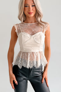 Dream It True Lace Detailed Sleeveless Top (Ecru) - NanaMacs